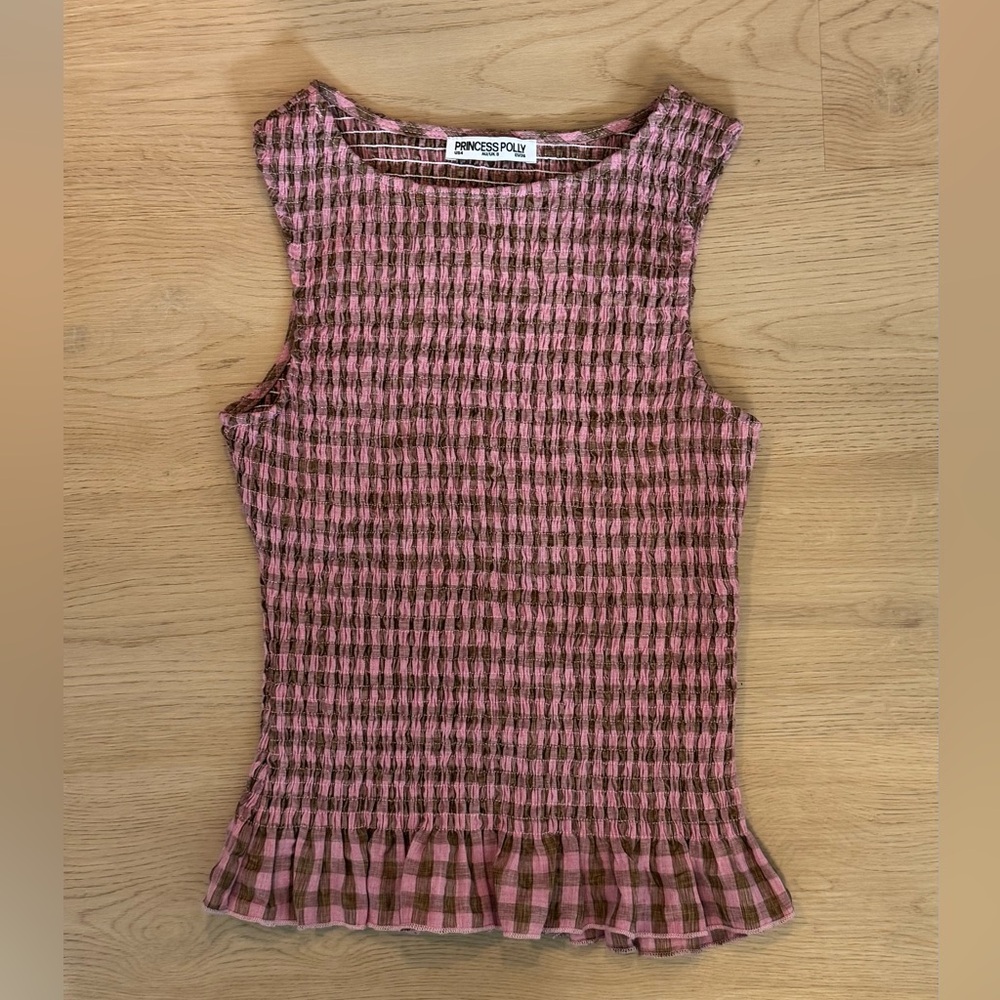 Princess Polly Pink Ribbed Sleeveless Tank Top